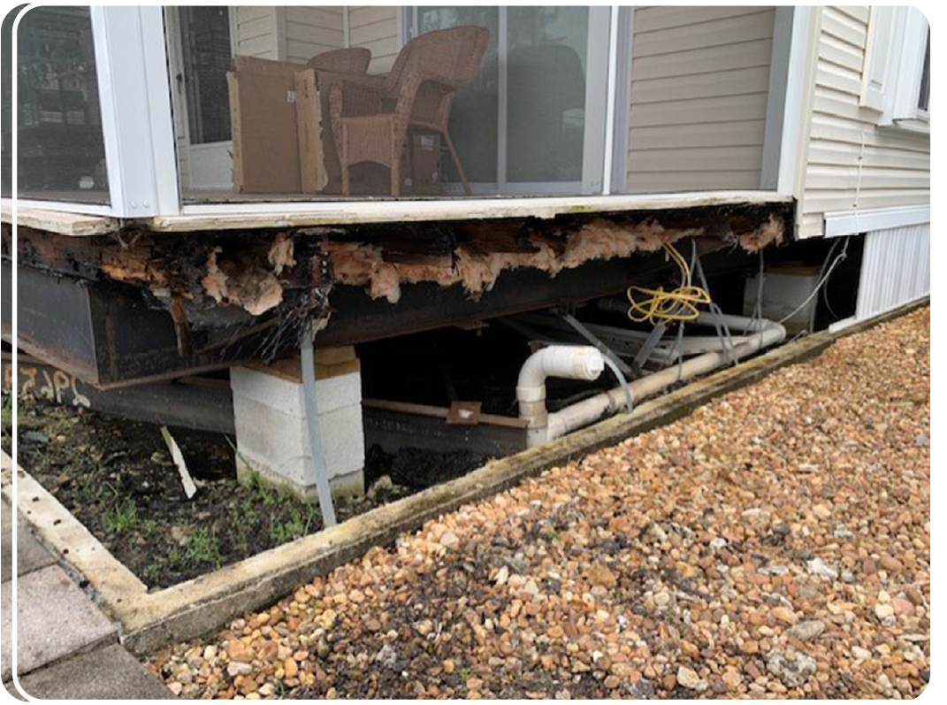 water damage on foundation of house